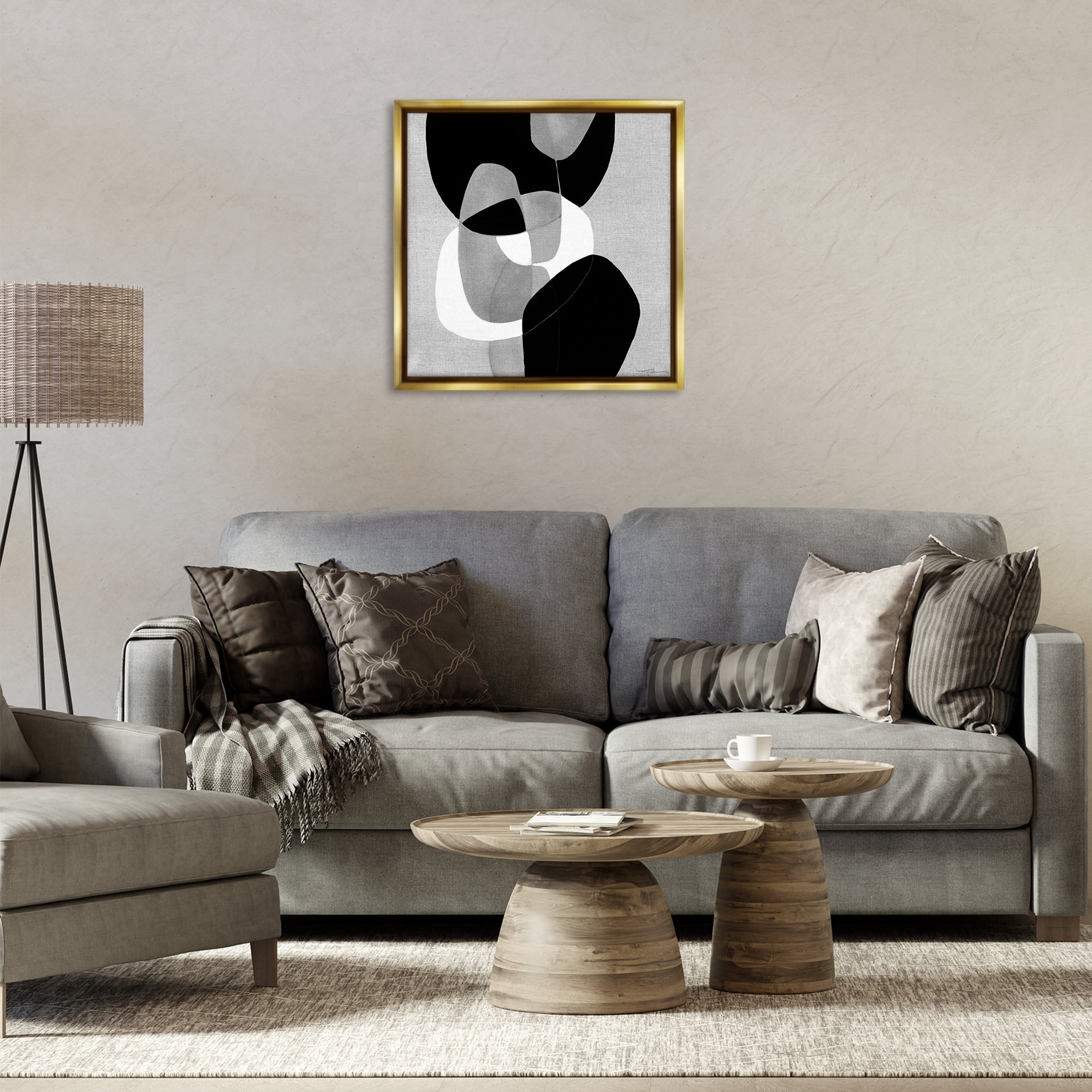 Stupell Industries Abstract Sharp Cutouts Abstract Painting Gold Floater Framed Canvas Art Print Wall Art, 25 x 25
