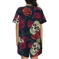 thumbnail image 3 of Picia Roses Skulls Pajamas Sets for Women Soft Short-Sleeved Pjs with Lounge Shorts Two Piece Sleepwear-3X-Large, 3 of 9