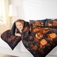thumbnail image 3 of Manfei Cute Highland Cow Print Twin Bedding for Kids, Halloween Pumpkin Witch Hat Art Bedding Comforter Set, Black Reversible, 7-Piece, 3 of 7