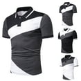 thumbnail image 1 of Men's Short Sleeve Fashion Casual Lapel Pullover Top,Summer Men Business Irregular Contrasting Colors T-Shirt,Men Blouse Sale, 1 of 4