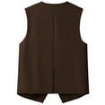 thumbnail image 4 of DondPO Womens Vest Women's Autumn and Winter Vest Small Waistcoat Suit Waistcoat Women's Outerwear Vests Vest Women Trendy Brown S, 4 of 6