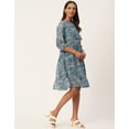 thumbnail image 2 of Moomaya Women's Printed Chiffon Dress, Puffed Sleeves, Knee Length Flared Summer Dress, 2 of 8
