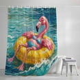 thumbnail image 4 of Funny Art Shower Curtain, 72" x 84", Summer Flaming Birds Swimming Circles Oil Painting Waterproof Bathroom Curtain Washable Shower Curtain Set with 12 Hooks, 4 of 8