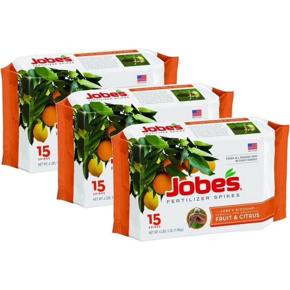 Jobe's Fertilizer Spike 1612 - For Everyday Use - 15 Spikes 3-Pack, Brown