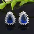 thumbnail image 5 of Uloveido Platinum Plated Dark Blue Teardrop Crystal Studs Earrings for Women R815 (Dark Blue), 5 of 7