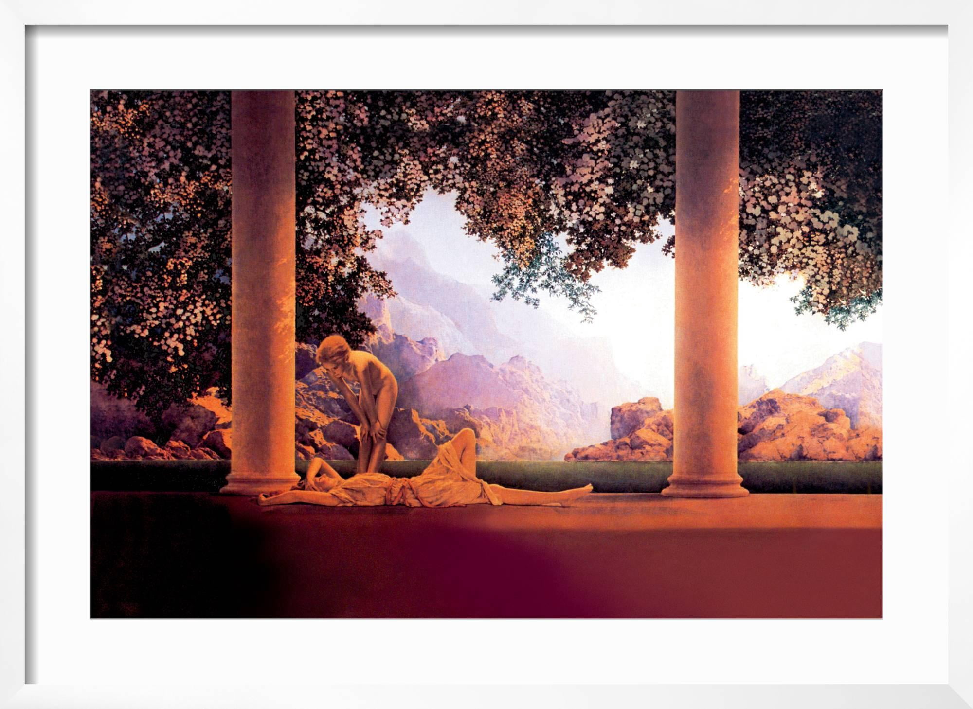 【バイロン・バードサル】額装版画『LAST LIGHT AT KINCAID』 Art.com Daybreak Art Print by Maxfield Parrish, White Frame Wall