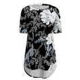 thumbnail image 2 of Womens Tops Women's Fashion Casual Printed Round Neck Short Sleeve Front Long Back T Shirt Shirts for Women, 2 of 4