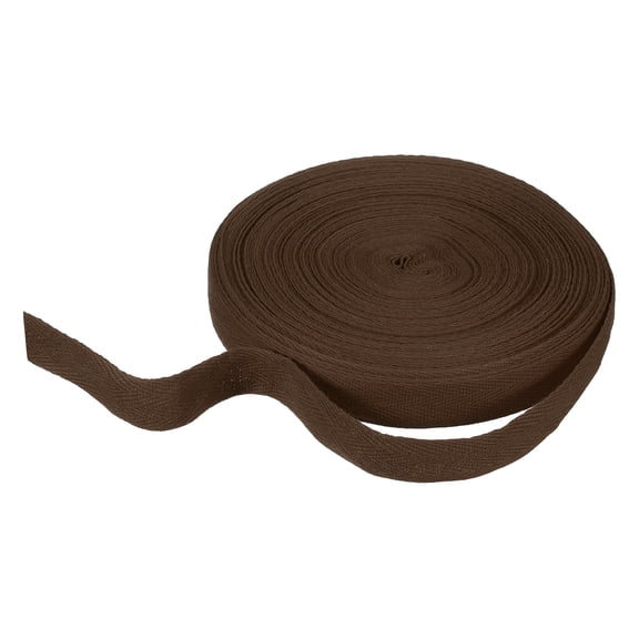 Cotton Twill Tape Ribbon 3/4 Inch 23 Yard Herringbone Webbing Tape Roll Bias Binding Tape for DIY Crafts Sewing Gift Wrapping, Dark Brown