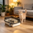 thumbnail image 4 of Semi Enclosed Pussy Litter Box With Top Entry Lid High Sides Odor Control Covered Pussy With Spoon Filter For Odor Control, Semi Enclosed Cat Litter Box with Top Entry, Plastic Litter Box, White, 4 of 6