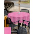 thumbnail image 5 of Outdoor Tablecloth with Umbrella Hole for Patio/Picnic/Party/Camping, Love Heart Leaves Waterproof Table Cloth Square Cover Washable, Simple Line Art Botanical Pink (54"x 54"), 5 of 9