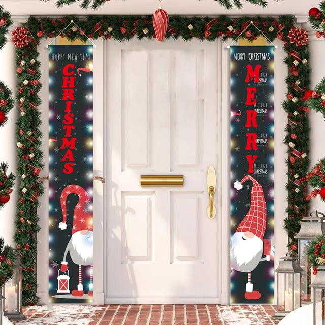 Teissuly Welcome Merry Christmas Porch Sign Gnome Yard Sign Outdoor Indoor Xmas Decor Hanging Flag For Front Door Garden Holiday Party Supplies With Light Teissuly WER2023112005811