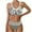 Gray, variant on Women's Bikini Set with Striped Pattern and High-Waisted Shorts - Featuring a Sweet Bow Accent and Crisp Edging Swimming Suits 2XL