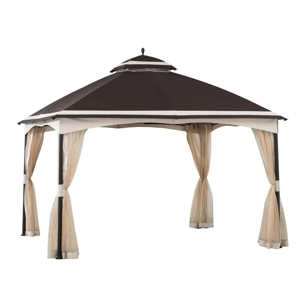 Sunjoy Katy 10 ft. x 12 ft. Brown and Tan 2tier Steel Gazebo with