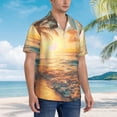 thumbnail image 2 of Lsque Tropical Sunset Beach Scene pattern Hawaiian Shirt for Men, Unisex Summer Beach Casual Short Sleeve Button Down Shirts-Large, 2 of 9