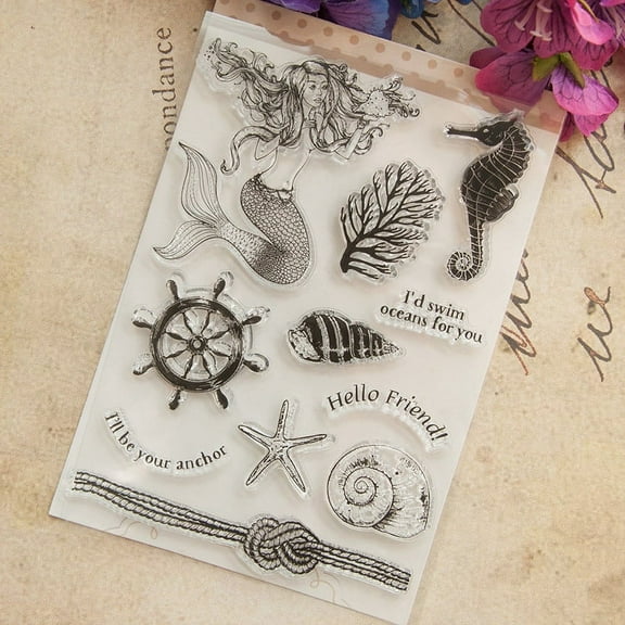 Ouginx Clear Stamps, Mermaid Rubber Stamp for Scrapbooking and Card Making Supplies