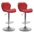 thumbnail image 1 of CorLiving Mateo Modern Faux Leather Geometric Tufted Adjustable Swivel Indoor Bar Stools, Red (Set of 2), 1 of 6