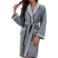 thumbnail image 4 of HUANBAI Winter Long Sleeve Kimono Robe With Belt And Pockets Cozy Loungewear For Home Soft Warm Bathrobe Housewear Attire Women's Nightgown, 4 of 5
