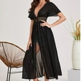 thumbnail image 6 of Conairie Women Swimsuit Coverup Short Sleeve Loose Mesh Sheer Cardigan Bathing Suits Cover Ups Summer Beach Swimwear Vacation Outfits Black L, 6 of 7
