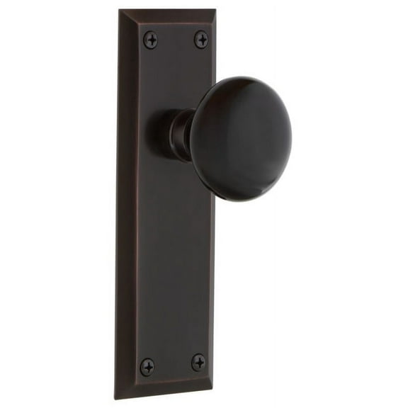 Nostalgic Warehouse Nykblk_Sd_Nk Black Porcelain Solid Brass Single Dummy Door Knob -
