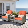 thumbnail image 2 of Vcatnet Outdoor Swivel Gliders Set of 2 with Side Table, 3 Pieces Outdoor Patio Furniture Wicker Swivel Rocking Chairs, Swivel Rocker Patio Chairs Set, Orange Red, 2 of 8