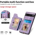 thumbnail image 4 of Phone Case for Google Pixel 7 Pro 5G Wallet Cover with Screen Protector and Wrist Strap Lanyard RFID Credit Card Holder Ring Stand Cell Accessories Pixel7Pro Pixel7 XL Seven 7Pro 6.7 Women Men Purple, 4 of 7