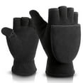thumbnail image 2 of PMVFHDE Solid Warm Winter Gloves Windproof Thick Fingerless Gloves, Flip Cover Touchscreen Design for Cold Black，M, 2 of 7