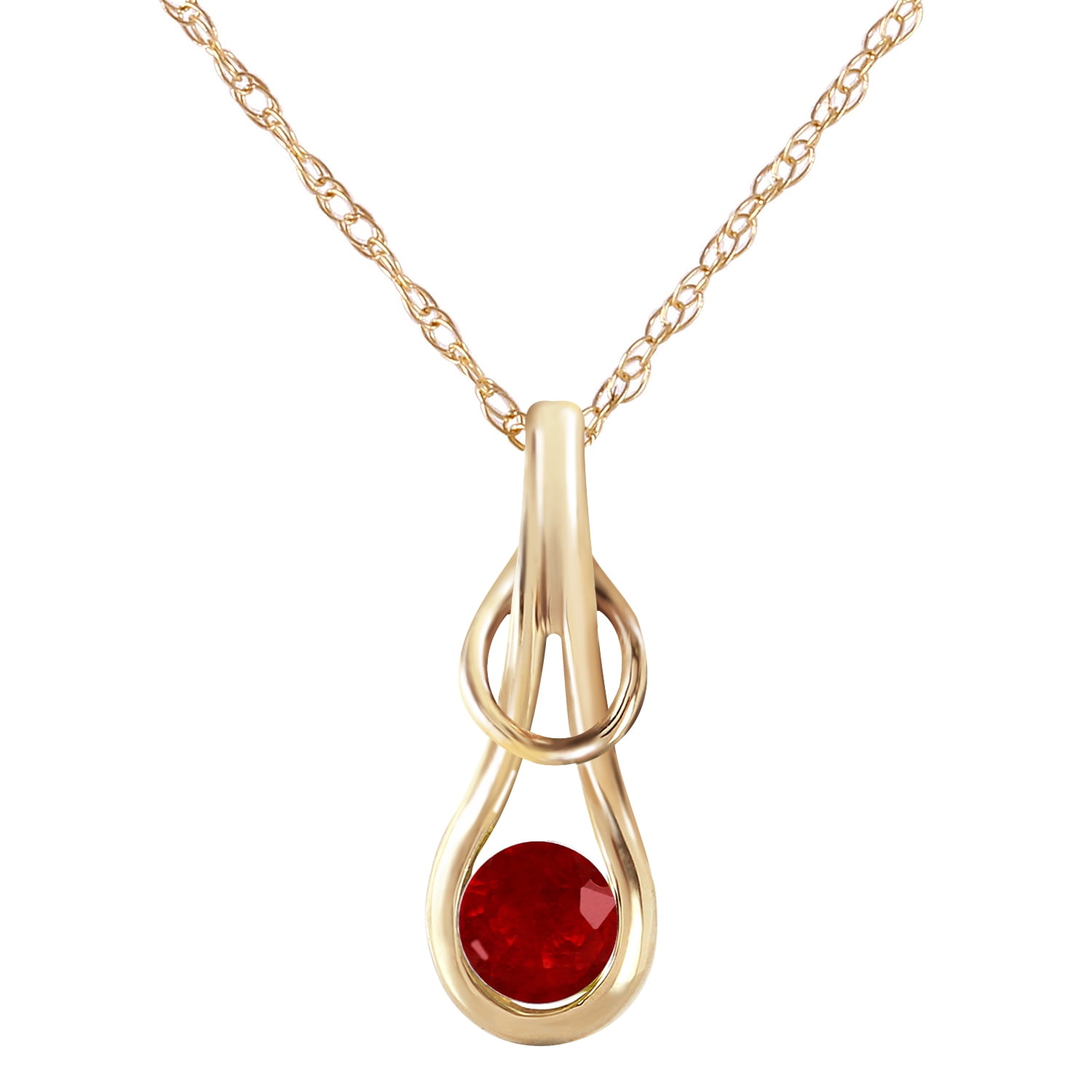 Galaxy Gold 14K Solid Gold 0.65 Carat Natural Ruby Pendant Necklace for Women - Yellow Gold Fine Jewelry