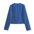 thumbnail image 5 of Womens Blazer Cropped Long Sleeve Open Front Casual Buttons Jacket Solid Color Wear Temperament Jacket with Pockets Suit Blazer, 5 of 5