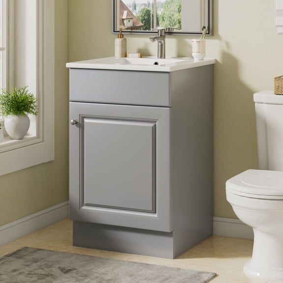 Christopher Knight Home Modern 20" Bathroom Vanity Cabinet with Sink, Soft Closing Door, Gray