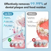 Sejoy Cordless Water Flosser Dental Teeth Cleaner, Portable 300ML Tank Rechargeable Oral Irrigator for Home and Travel, 5 Modes Irrigate, 5 Jet Tips