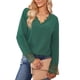 thumbnail image 4 of Pure Color Shirts, Stylish Loose Fit Lace Patchwork V Neck Shirts  For Vacation ANGGREK Celadón S, 4 of 6