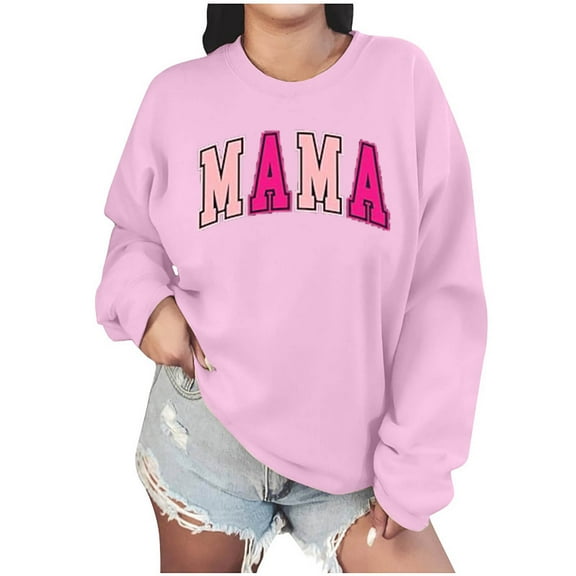 Embroidered Mama Sweatshirt For Women, Custom Gifts for Mother's Day Chirstmas Birthday for Mama