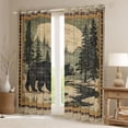 thumbnail image 2 of Homewish Woodland Wildlife Bear Black Out Curtains for Boys Girls,Vintage Retro Aesthetic Curtains Pack of 2 (42x63 Each),Jungle Animal Bedroom Curtains,Lightweight Room Decor, 2 of 6