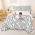 thumbnail image 3 of Homewish Minimalist Lines Full Size Comforter Sets,Modern Abstract Art Bedding Comforter Set,Black White,Reversible,3 Pieces,1 Comforter and 2 Pillowcases, 3 of 7