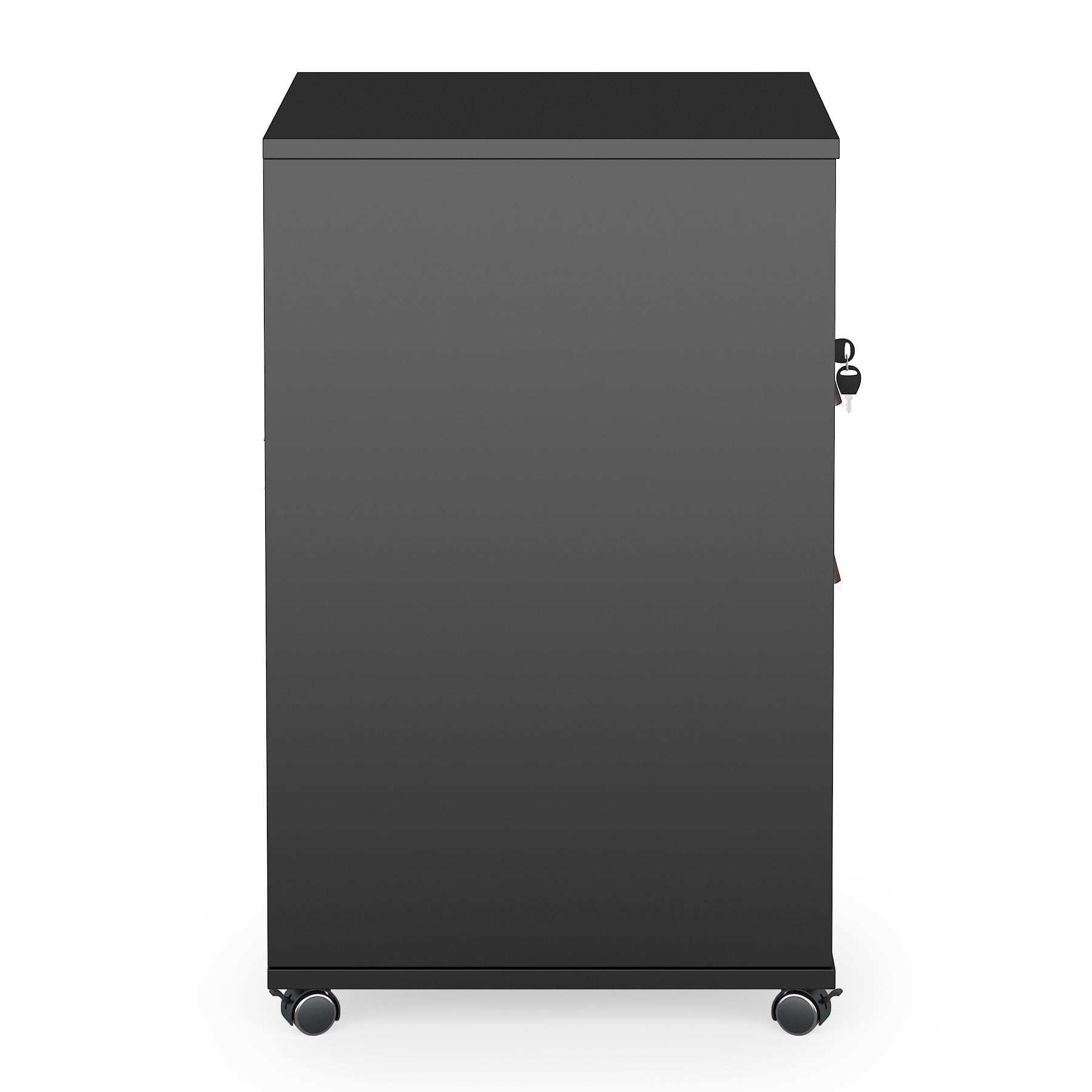 Fnova 2-Drawer Mobile File Cabinet with Rollers, Wood Modern Filing Cabinet with Lock and Key for Letter Size, Caninet with Open Shelf for Home Office, Brown