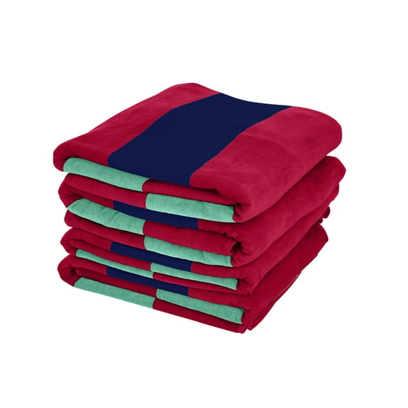 Style Basics 4 Pack PLUSH Woven Cabana Stripe Yard Dyed Cotton 40 X 70" Beach Towel