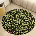 thumbnail image 4 of Leopard Print Pattern Floral Medallion Round Rug - Small Round Area Rug, Soft Non-Slip Machine Washable Bedroom Mat Indoor Accent Entry Carpet for Office Desk Dorm Hallway, 4 of 6