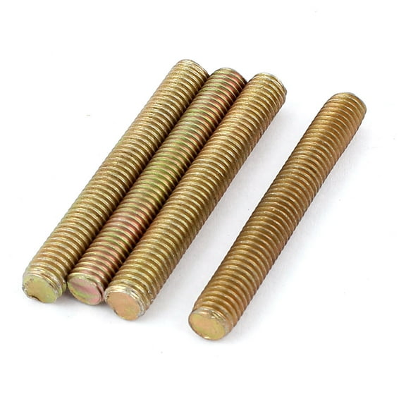 1.25mm Pitch M8 x 60mm Metal Threaded Rod Bar Bronze Tone 4 Pcs