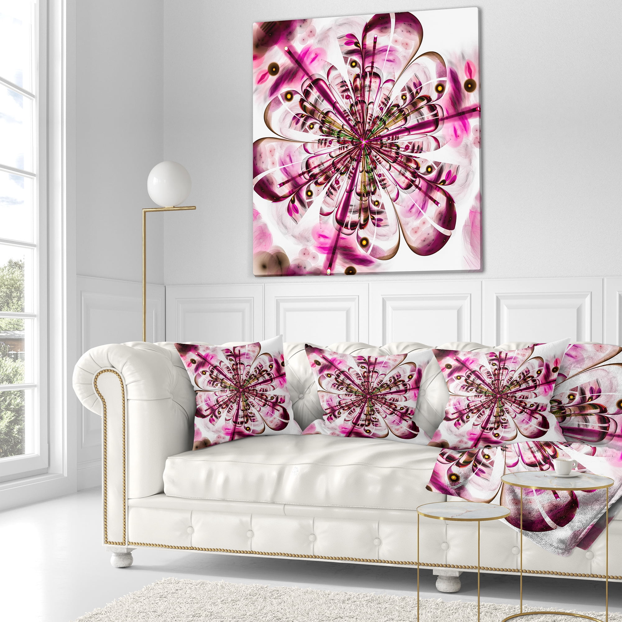 Designart Perfect Digital Flower Art in Dark Pink - Floral Throw Pillow - 18x18