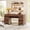 Brown, variant on WAMPAT 59" Rustic Oak Modern Executive Desk with Drawers & Charging Station, Wood Computer Writing Desk with File Drawer, Study Table for Bedroom, Living Room & Home Office