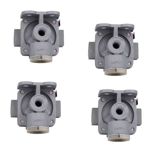 4 Pack QR-1C Quick Release Valves, 1/4" NPT Supply and BalancePort, 3/8" Delivery Port for Multiple Freightliner, International and Volvo Applications Replace 289714, Bendix 109089