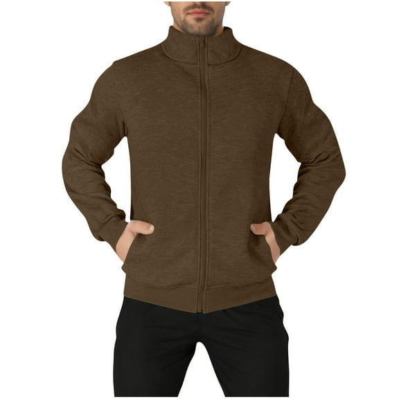 Yievot Mens Zip up Dialysis Sweatshirt Invisible Double Zipper Mock Neck Sweatshirt Long Sleeve Casual Winter Jacket with Pocket