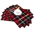 thumbnail image 2 of XMXY Woven Placemats Set of 4 PCS, Vintage Red Striped Check Table Mats Washable Heat Resistant Placemats, 2 of 6