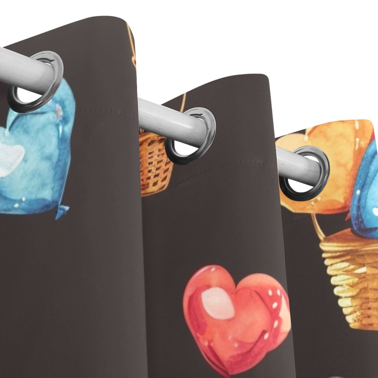 Hearts Or Balloon Black Out Curtains 84 Inch Length Curtains for Sliding Glass Doors Bedroom Living Room 2 Pack