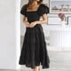 thumbnail image 4 of Vestido Maxi Informal Vestido maxi casual de manga hinchada Una línea de mujeres sin respaldo Traje diario (Negro M) Ygjytge para Mujer Negro T M, 4 of 7
