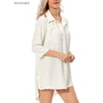 thumbnail image 7 of BadPiggies Women Swimsuit Coverups Chiffon Bikini Swimwear Beach Cover up 3/4 Sleeve Long Shirts Tunic Dress (XL, White), 7 of 7