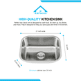 thumbnail image 3 of KBFmore Classic 21 inch 18 Gauge Undermount Single Bowl Stainless Steel Kitchen Sink, 3 of 11