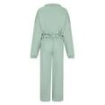 thumbnail image 5 of RQYYD Jogging Suits for Women 2 Piece Sweatsuit Outfits Long Sleeve Half Zipper Lapel Crop Top Wide Leg Pants Solid Color Tracksuit Set Mint Green S, 5 of 6