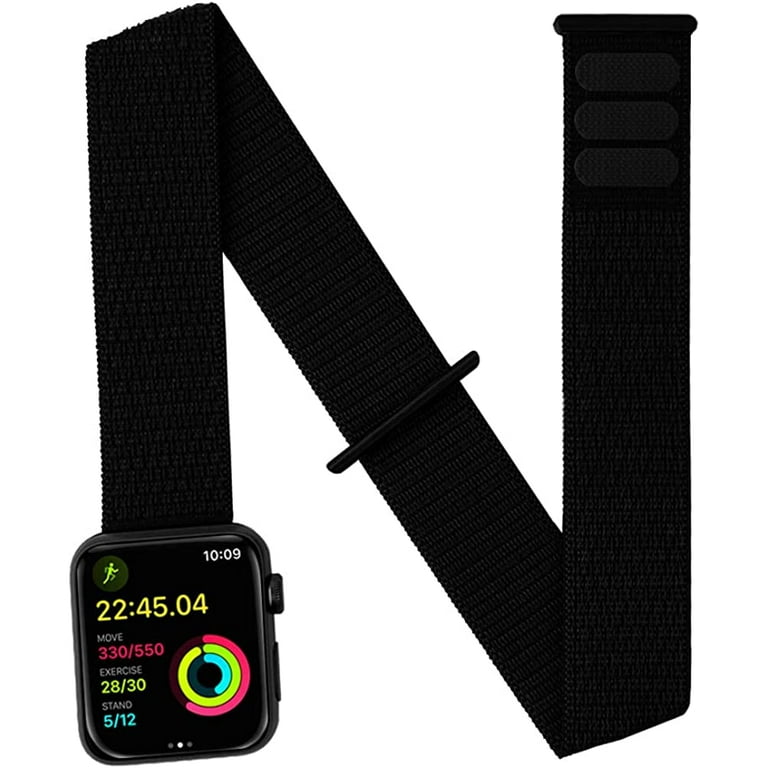 JEMACHE Nylon Sport Armband for Apple Watch 41mm 40mm 38mm iWatch Series 8  7 6 5 4 3 2 SE Strap, Women Men Workout Comfy Arm/Ankle Band (Black)