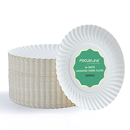 Platos de papel FOCUSLINE de 15 cm, blancos, sin estucar, 1000 unidades